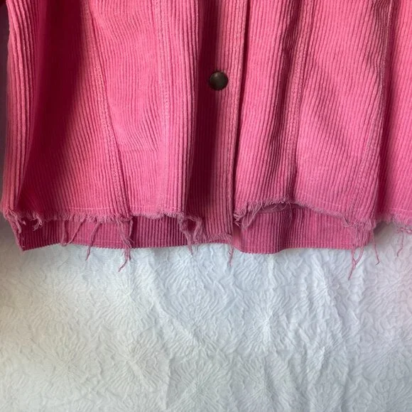 POL Clothing Washed Corduroy Trucker Jacket Pink Size Large - Picture 6 of 13